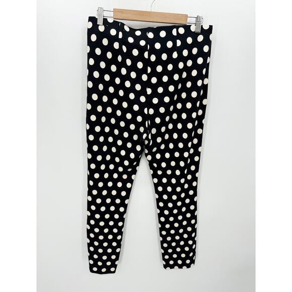 Chicos WomenSize 1 US 8 Black White Polka Dot Juliet Ankle Pants Stretch Rayon - Picture 2 of 8